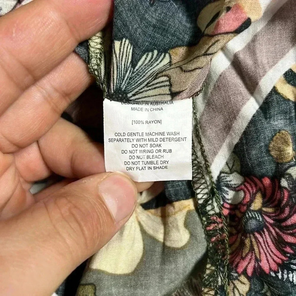 Abel the Label Trapeze Halter Maxi Dress Multicolor Floral Tiered Ruffles XS - Picture 9 of 10